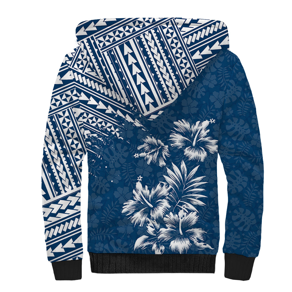 Hawaii Summer Sherpa Hoodie Mix Polynesian Dark Blue LT6 - Polynesian Pride