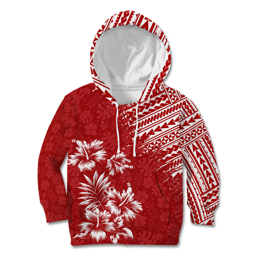 Hawaii Summer Kid Hoodie Mix Polynesian Red LT6 Red - Polynesian Pride