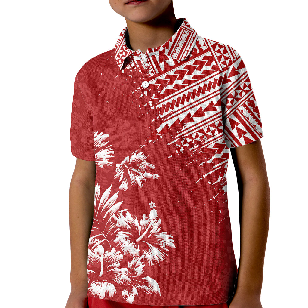 Hawaii Summer Kid Polo Shirt Mix Polynesian Red LT6 Kid Red - Polynesian Pride
