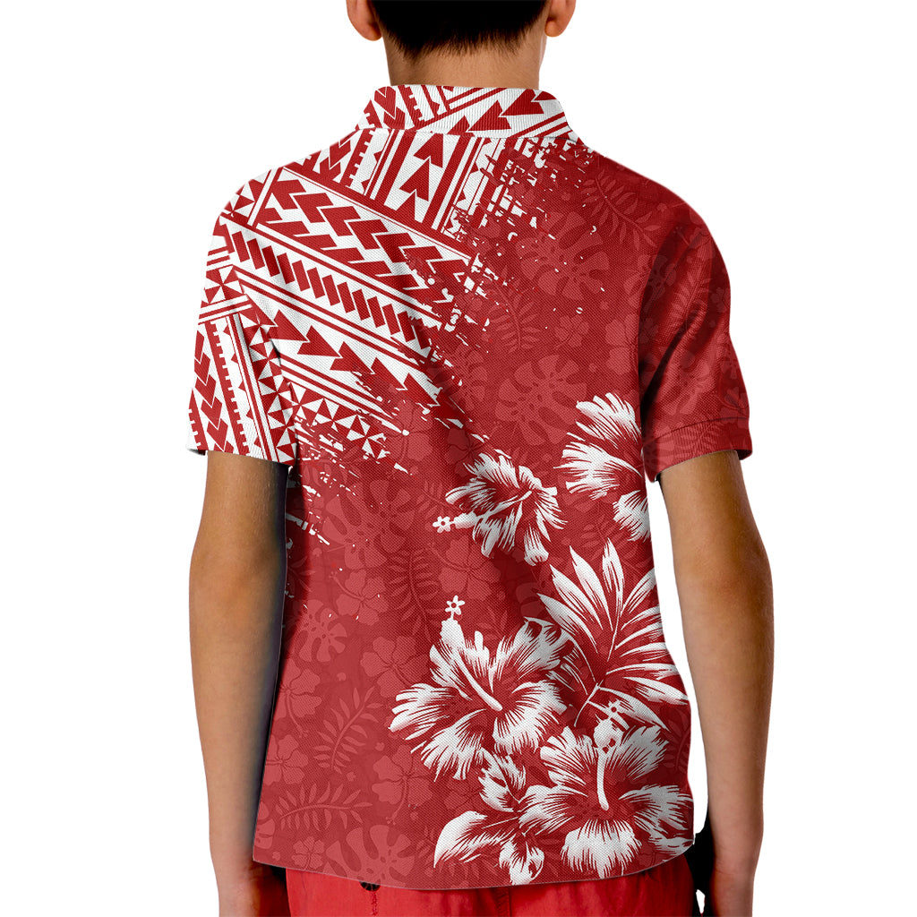 Hawaii Summer Kid Polo Shirt Mix Polynesian Red LT6 - Polynesian Pride