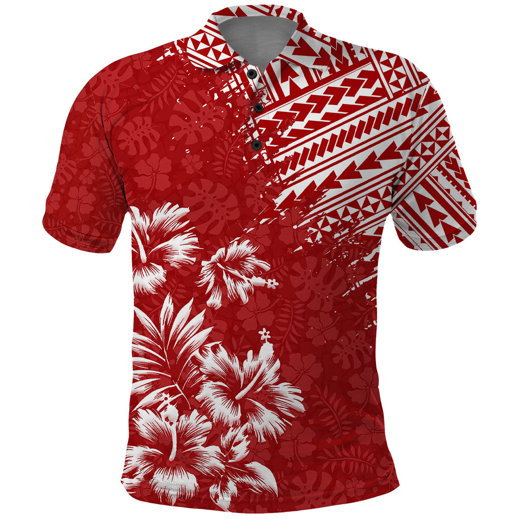 Hawaii Summer Polo Shirt - Mix Polynesian Red LT6 Red - Polynesian Pride