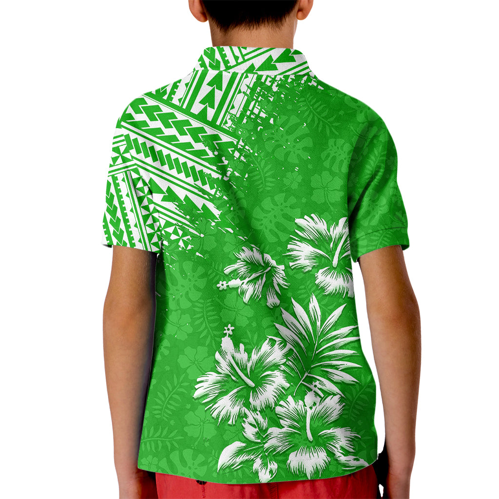 Hawaii Summer Kid Polo Shirt Mix Polynesian Green LT6 - Polynesian Pride