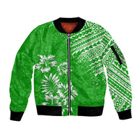 Hawaii Summer Sleeve Zip Bomber Jacket Mix Polynesian Green LT6 Unisex Green - Polynesian Pride