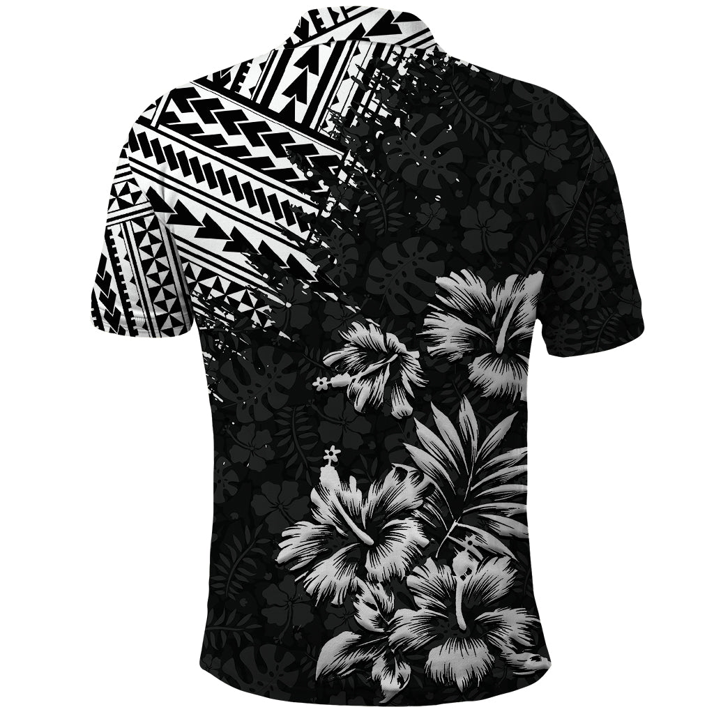 Hawaii Summer Polo Shirt Mix Polynesian Black LT6 - Polynesian Pride