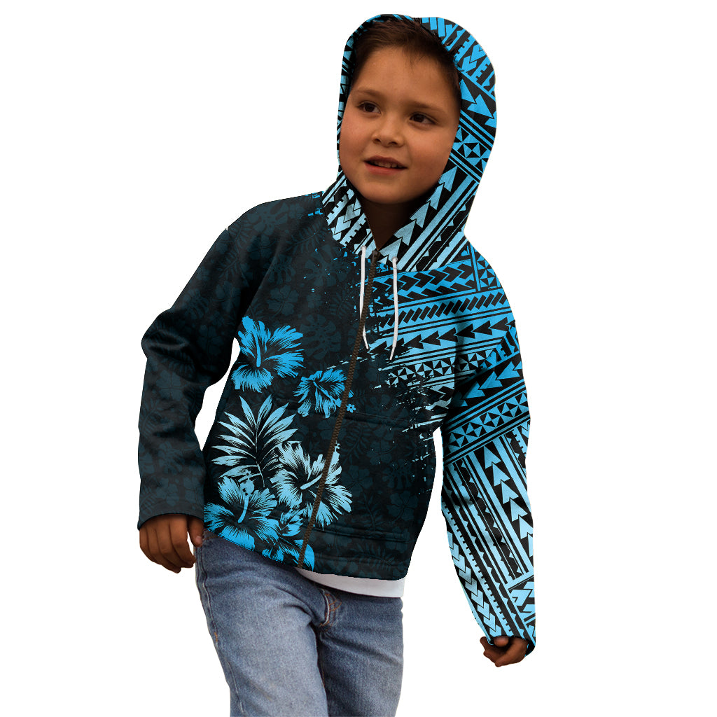 Hawaii Summer Kid Hoodie Mix Polynesian Black-Blue LT6 - Polynesian Pride