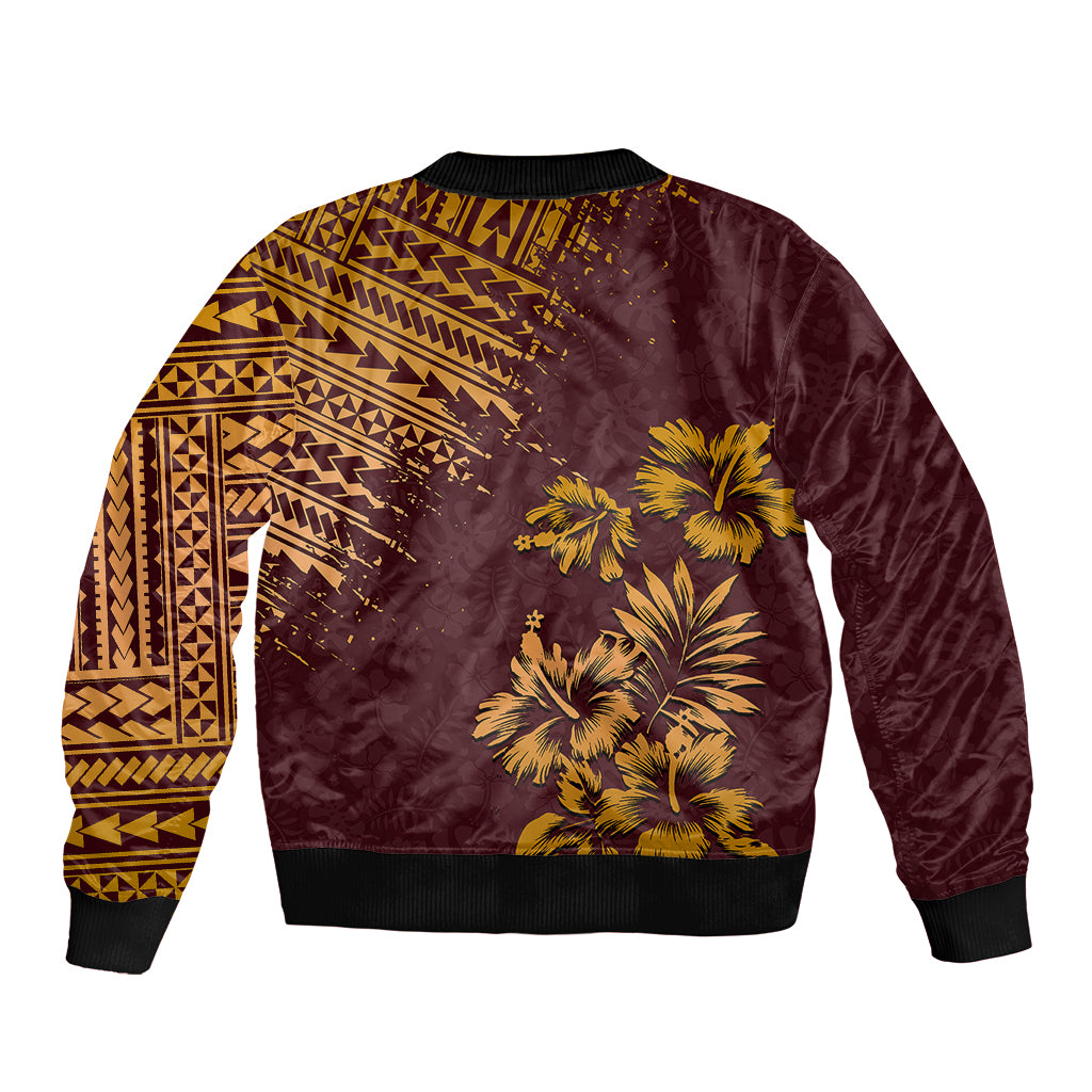 Hawaii Summer Bomber Jacket Mix Polynesian Brown LT6 - Polynesian Pride