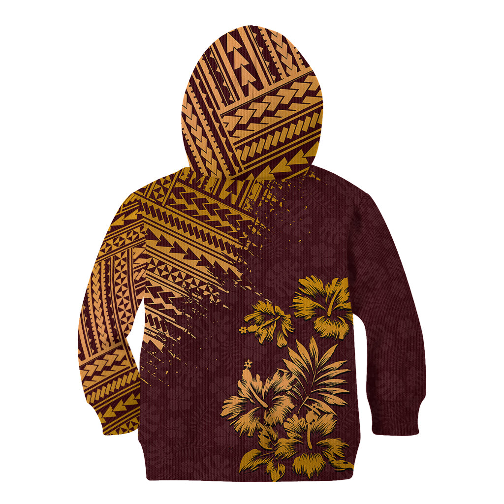 Hawaii Summer Kid Hoodie Mix Polynesian Brown LT6 - Polynesian Pride