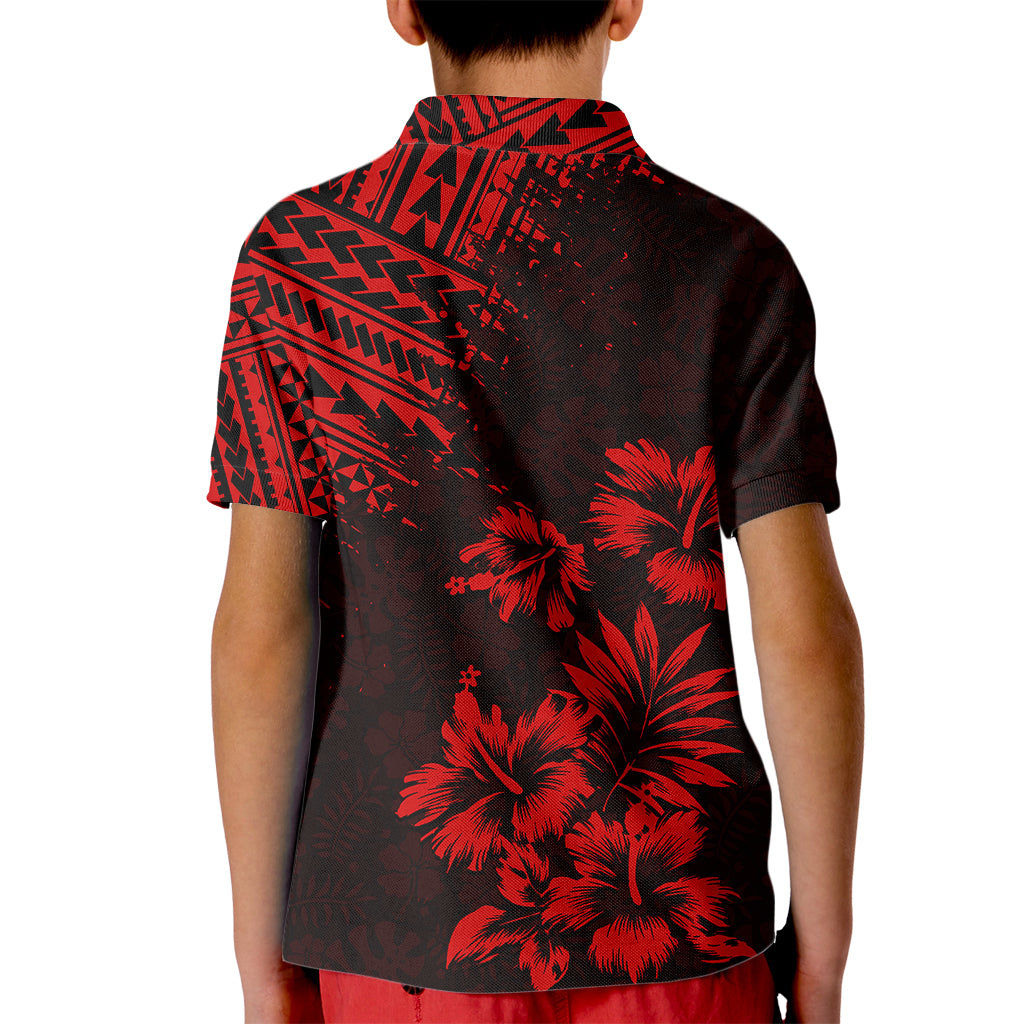 Hawaii Summer Kid Polo Shirt Mix Polynesian Black-Red LT6 - Polynesian Pride