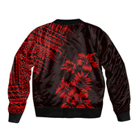 Hawaii Summer Sleeve Zip Bomber Jacket Mix Polynesian Black-Red LT6 - Polynesian Pride