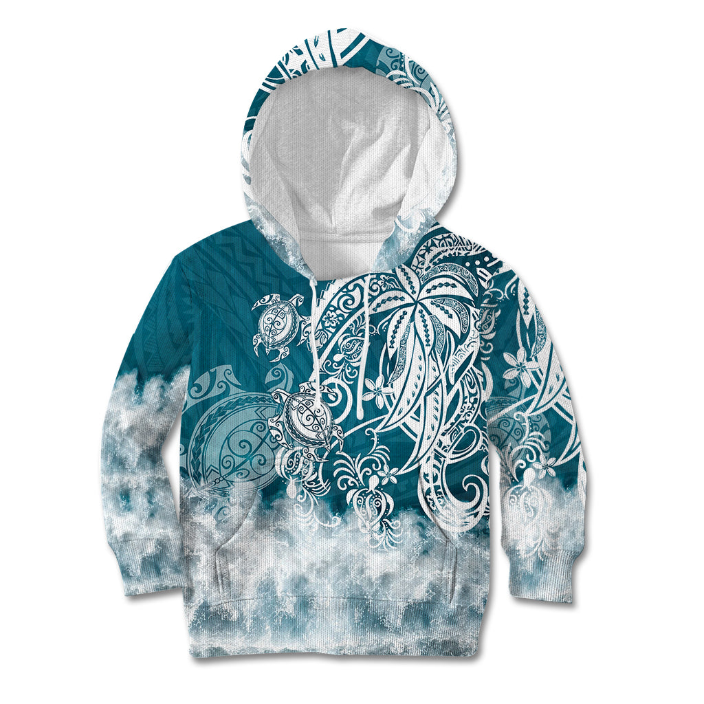 Polynesian Sea Turtle Kid Hoodie Tribal LT6 Hoodie Blue - Polynesian Pride