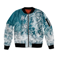 Polynesian Sea Turtle Sleeve Zip Bomber Jacket Tribal LT6 Unisex Blue - Polynesian Pride