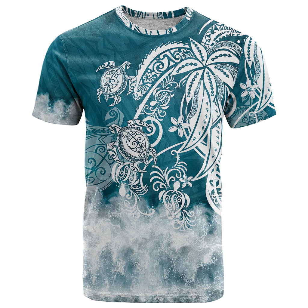Polynesian Sea Turtle T Shirt Tribal LT6 Blue - Polynesian Pride