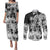 Polynesian Sea Turtle Couples Matching Puletasi Dress and Long Sleeve Button Shirts Tribal Black LT6 Black - Polynesian Pride