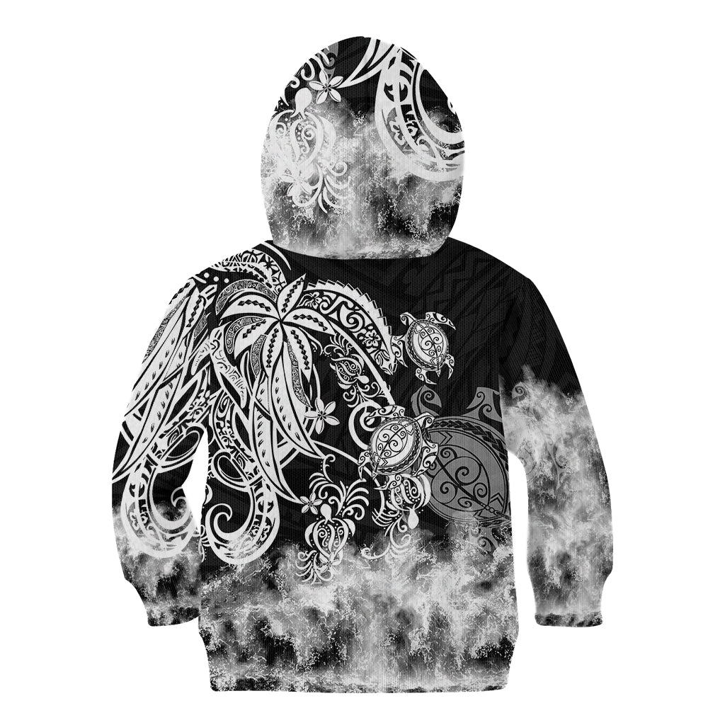 Polynesian Sea Turtle Kid Hoodie Tribal Black LT6 - Polynesian Pride