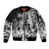 Polynesian Sea Turtle Sleeve Zip Bomber Jacket Tribal Black LT6 Unisex Black - Polynesian Pride
