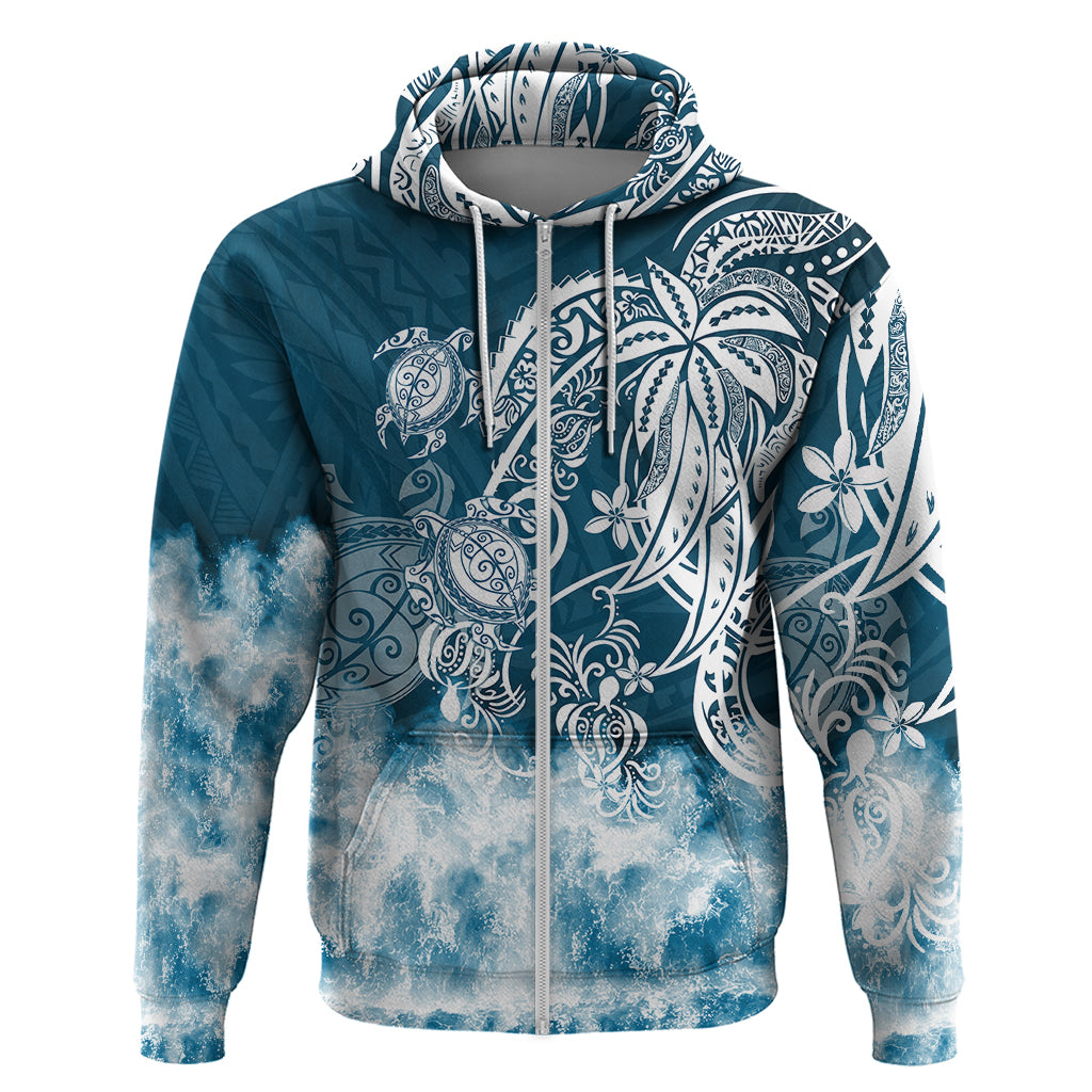 Polynesian Sea Turtle Hoodie Tribal Blue LT6 - Polynesian Pride