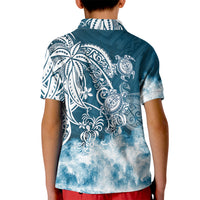 Polynesian Sea Turtle Kid Polo Shirt Tribal Blue LT6 - Polynesian Pride