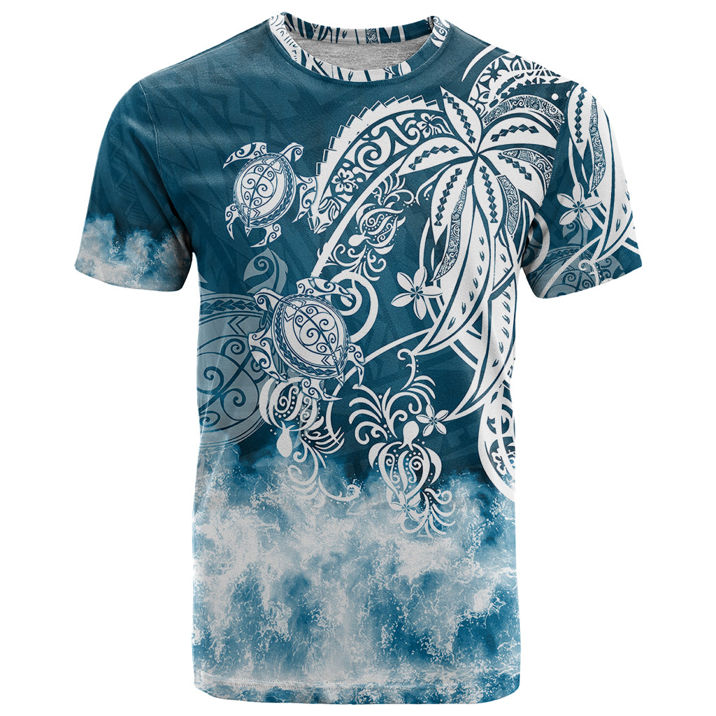 Polynesian Sea Turtle T Shirt Tribal Blue LT6 Blue - Polynesian Pride