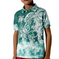 Polynesian Sea Turtle Kid Polo Shirt Tribal Green LT6 Kid Green - Polynesian Pride