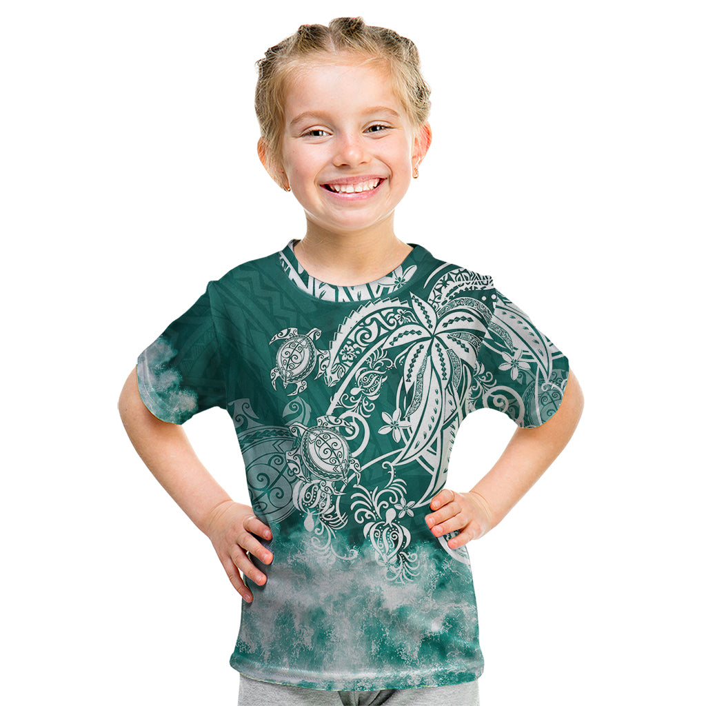 Polynesian Sea Turtle Kid T Shirt Tribal Green LT6 Green - Polynesian Pride