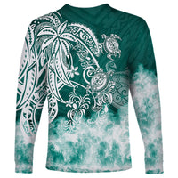 Polynesian Sea Turtle Long Sleeve Shirt Tribal Green LT6 - Polynesian Pride