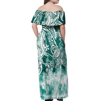 Polynesian Sea Turtle Off Shoulder Maxi Dress Tribal Green LT6 - Polynesian Pride