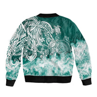 Polynesian Sea Turtle Sleeve Zip Bomber Jacket Tribal Green LT6 - Polynesian Pride