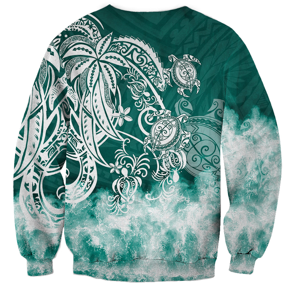 Polynesian Sea Turtle Sweatshirt Tribal Green LT6 - Polynesian Pride