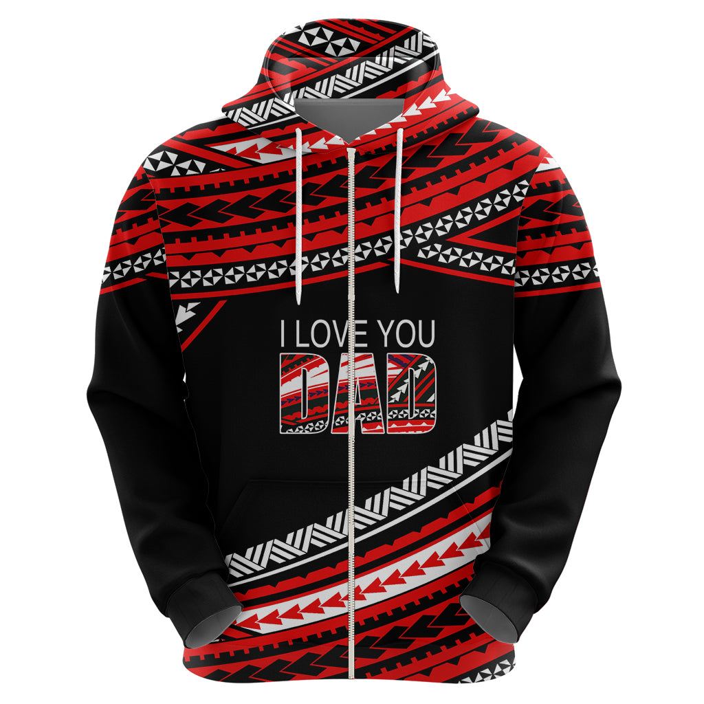 Custom Happy Fathers Day Polynesian Hoodie I Love You Dad Red LT6 - Polynesian Pride