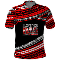 Custom Happy Fathers Day Polynesian Polo Shirt I Love You Dad Red LT6 Red - Polynesian Pride