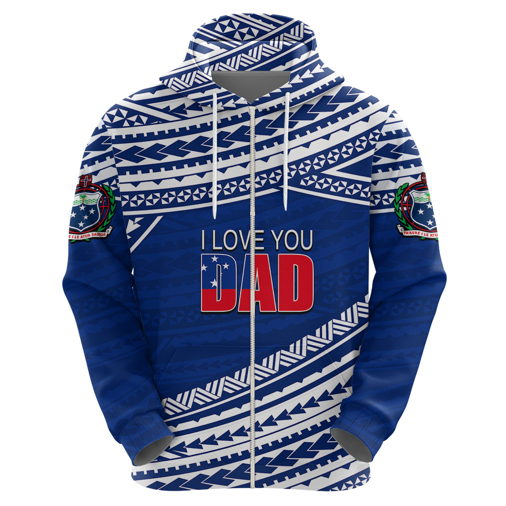 Custom Happy Fathers Day Samoa Hoodie I Love You Dad Blue LT6 - Polynesian Pride