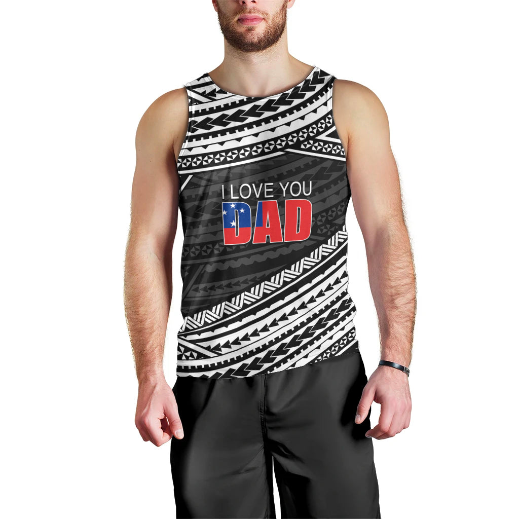 (Custom Personalised) Happy Fathers Day Samoa Men Tank Top I Love You Dad Black LT6 - Polynesian Pride