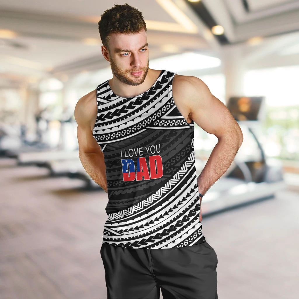 (Custom Personalised) Happy Fathers Day Samoa Men Tank Top I Love You Dad Black LT6 - Polynesian Pride