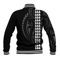 Polynesian Baseball Jacket Hawaiian Warrior and Aloha Girl With Hammerhead Shark Tattoos White LT6 - Polynesian Pride