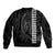 Polynesian Bomber Jacket Hawaiian Warrior and Aloha Girl With Hammerhead Shark Tattoos White LT6 - Polynesian Pride