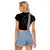 Polynesian Raglan Cropped T Shirt Hawaiian Warrior and Aloha Girl With Hammerhead Shark Tattoos White LT6 - Polynesian Pride