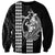 Polynesian Sweatshirt Hawaiian Warrior and Aloha Girl With Hammerhead Shark Tattoos White LT6 Unisex White - Polynesian Pride