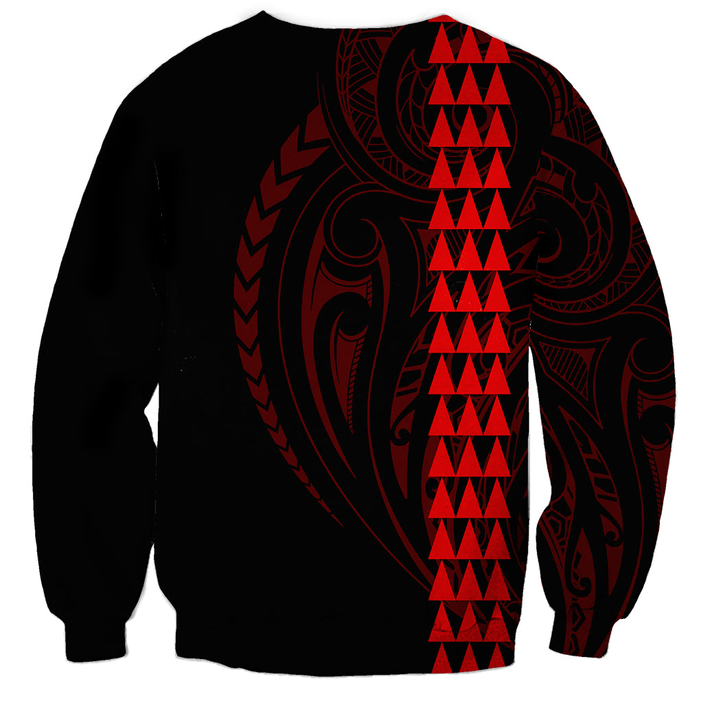 Polynesian Sweatshirt Hawaiian Warrior and Aloha Girl With Hammerhead Shark Tattoos Red LT6 - Polynesian Pride