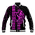Polynesian Baseball Jacket Hawaiian Warrior and Aloha Girl With Hammerhead Shark Tattoos Purple LT6 Unisex Purple - Polynesian Pride