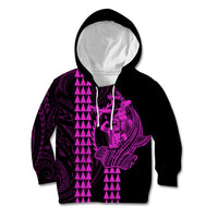 Polynesian Kid Hoodie Hawaiian Warrior and Aloha Girl With Hammerhead Shark Tattoos Purple LT6 Hoodie Purple - Polynesian Pride