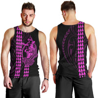 Polynesian Men Tank Top Hawaiian Warrior and Aloha Girl With Hammerhead Shark Tattoos Purple LT6 - Polynesian Pride