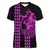 Polynesian Women V Neck T Shirt Hawaiian Warrior and Aloha Girl With Hammerhead Shark Tattoos Purple LT6 Female Purple - Polynesian Pride
