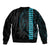 Polynesian Bomber Jacket Hawaiian Warrior and Aloha Girl With Hammerhead Shark Tattoos Light Blue LT6 - Polynesian Pride