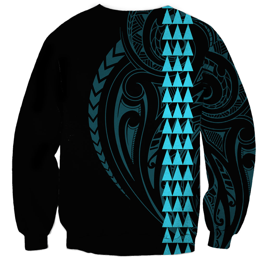 Polynesian Sweatshirt Hawaiian Warrior and Aloha Girl With Hammerhead Shark Tattoos Light Blue LT6 - Polynesian Pride