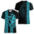 Polynesian Women V Neck T Shirt Hawaiian Warrior and Aloha Girl With Hammerhead Shark Tattoos Light Blue LT6 - Polynesian Pride