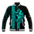 Polynesian Baseball Jacket Hawaiian Warrior and Aloha Girl With Hammerhead Shark Tattoos Turquoise LT6 Unisex Green - Polynesian Pride