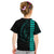 Polynesian Kid T Shirt Hawaiian Warrior and Aloha Girl With Hammerhead Shark Tattoos Turquoise LT6 - Polynesian Pride
