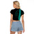 Polynesian Raglan Cropped T Shirt Hawaiian Warrior and Aloha Girl With Hammerhead Shark Tattoos Turquoise LT6 - Polynesian Pride