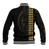 Polynesian Baseball Jacket Hawaiian Warrior and Aloha Girl With Hammerhead Shark Tattoos Gold LT6 - Polynesian Pride
