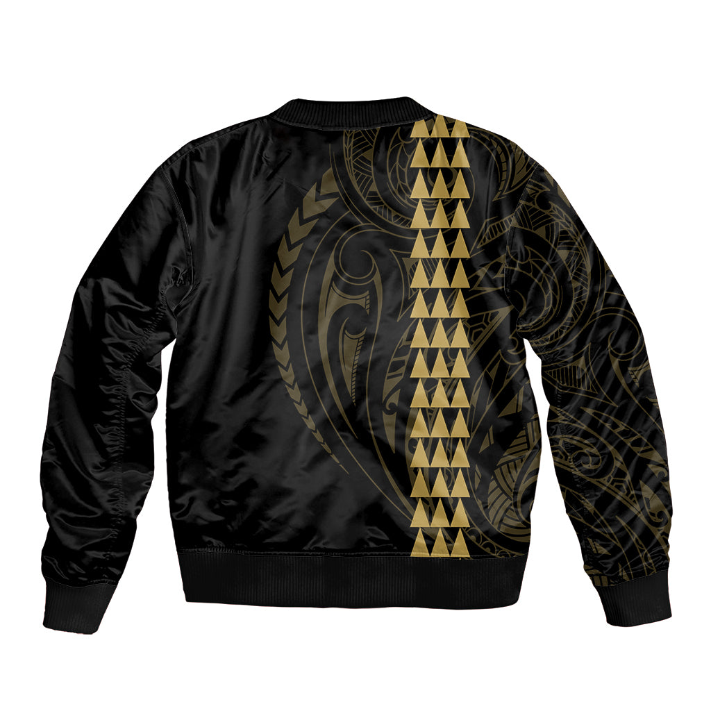 Polynesian Sleeve Zip Bomber Jacket Hawaiian Warrior and Aloha Girl With Hammerhead Shark Tattoos Gold LT6 - Polynesian Pride